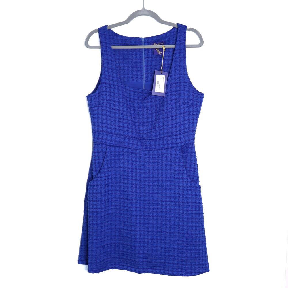 HEROINES PARIS Lizzy Tweed Mini Dress NWT Blue A Line Sleeveless Women's 42
